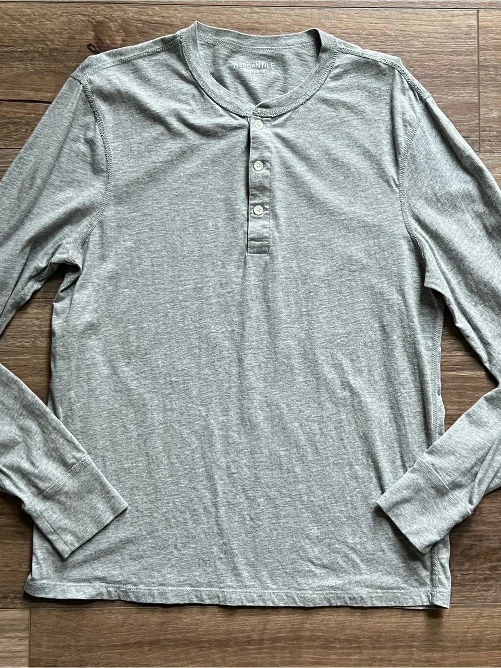 J. Crew Heather Gray Long-Sleeve Henley mens medium